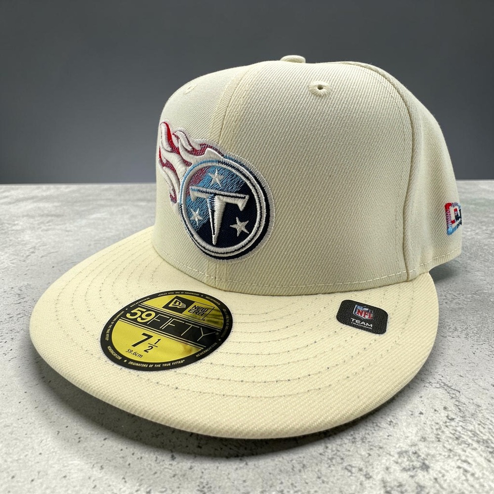 Tennessee Titans Fitted Hat Sz 7 1/2 Cream New Era 59FIFTY NFL Team Headwear NEW